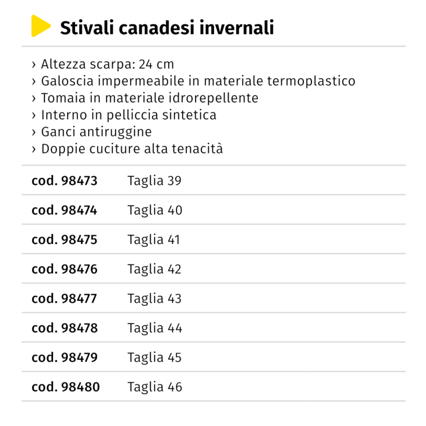 Stivale CANADESE Invernale Nero Impermeabile MAURER Stivali Antiscivolo Uomo VBS