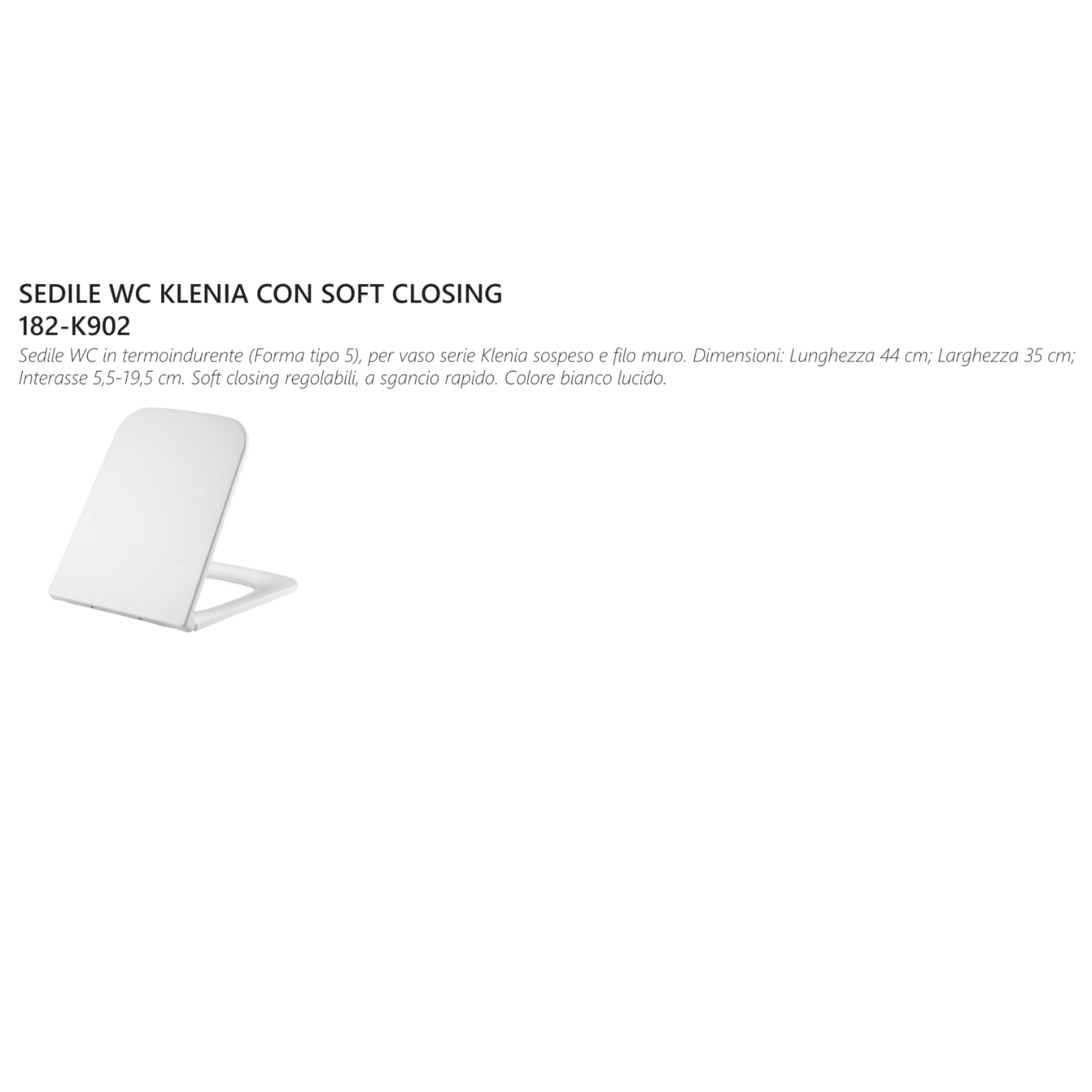 Sanitari Filo Muro Bagno Linpha KLENIA Vaso WC Bidet CopriWater Soft Moderno D.X
