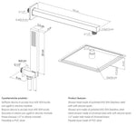 Kit Soffione Doccia Completo Quadrato Acciaio Inox AISI 304 Ottone Cromato D.X