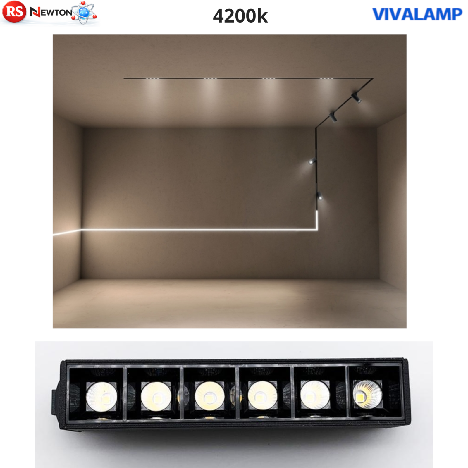 Lampada Griglia LED Magnetica 6W 48V Modulo Binario Magnetico Incasso Nero V.L