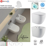 Sanitari Bagno Filo Muro NYMO Vaso WC Bidet Sedile Soft Close Bianco Moderno D.X
