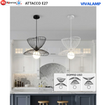 Lampadario E27 Doppio Uso Metallo Bianco Nero Sospensione Regolabile Bar V.L