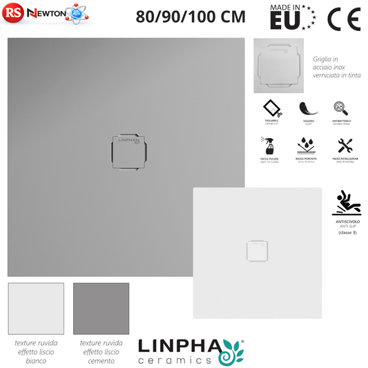 Piatto Doccia Quadrato Ultra Slim Resina Antiscivolo Effetto Pietra Moderno D.X