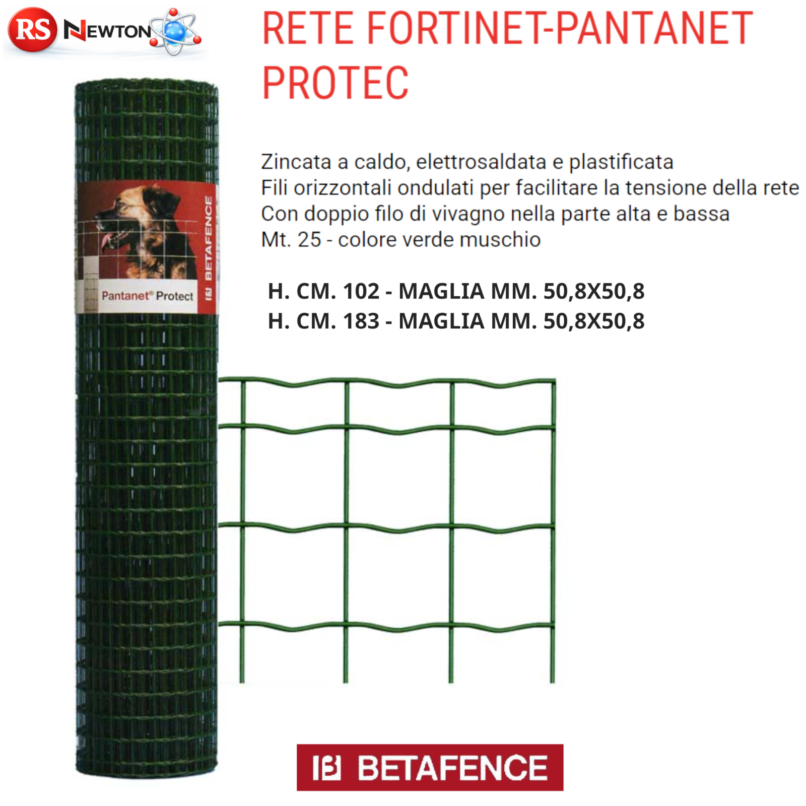 RETE Per Recinto Animali Zincata Plastificata Verde Muschio 25M Maglia 50x50 VBS