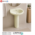 Lavabo Champagne Bagno Sospeso o Colonna Classico Vintage Ceramica 58 62 cm D.X