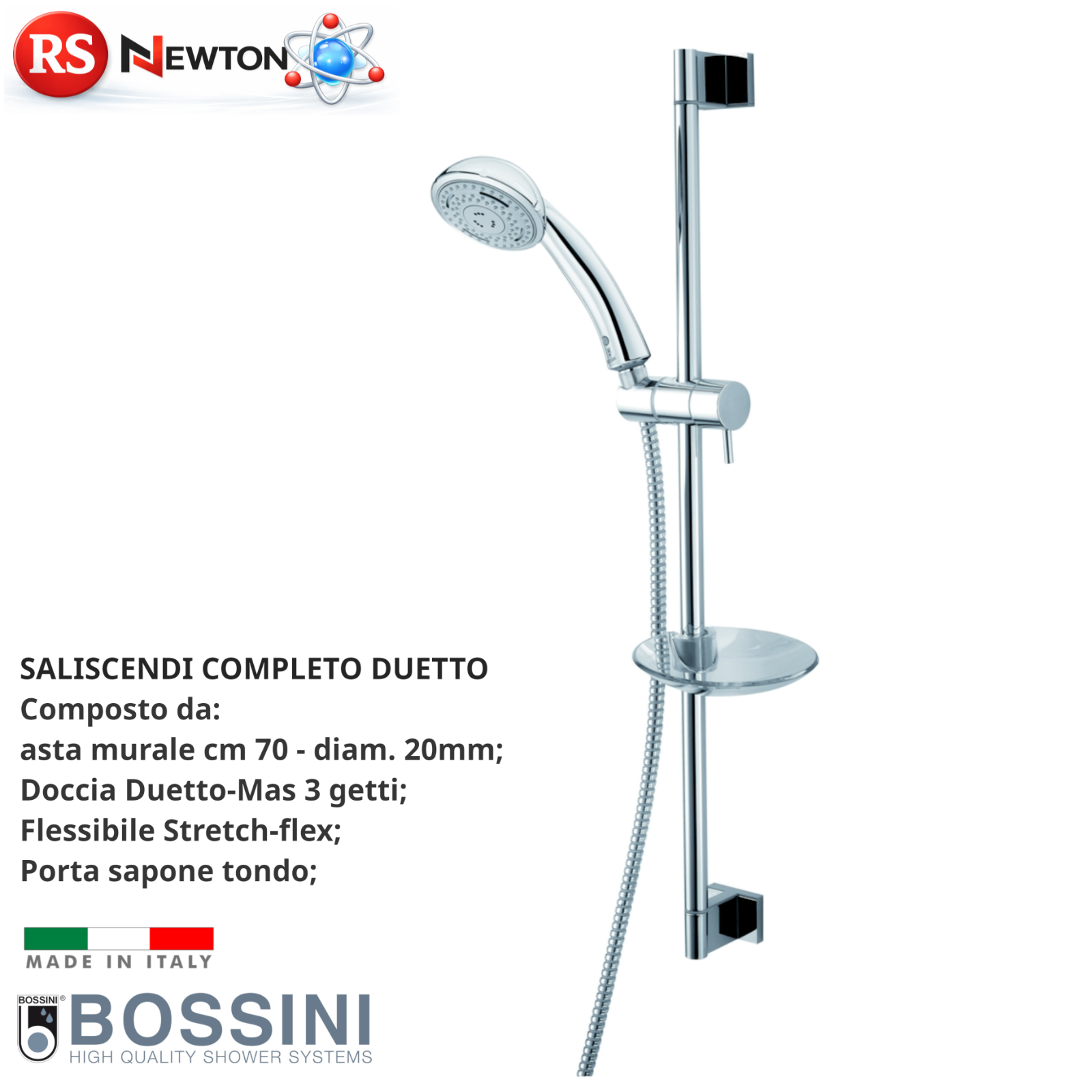 Asta Saliscendi Doccia Completo BOSSINI Doccetta Flessibile Porta Sapone D.X