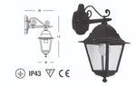 Lanterna Esterno Vintage Retro Lampada E27 in Alluminio Nero Giardino Parete VBS