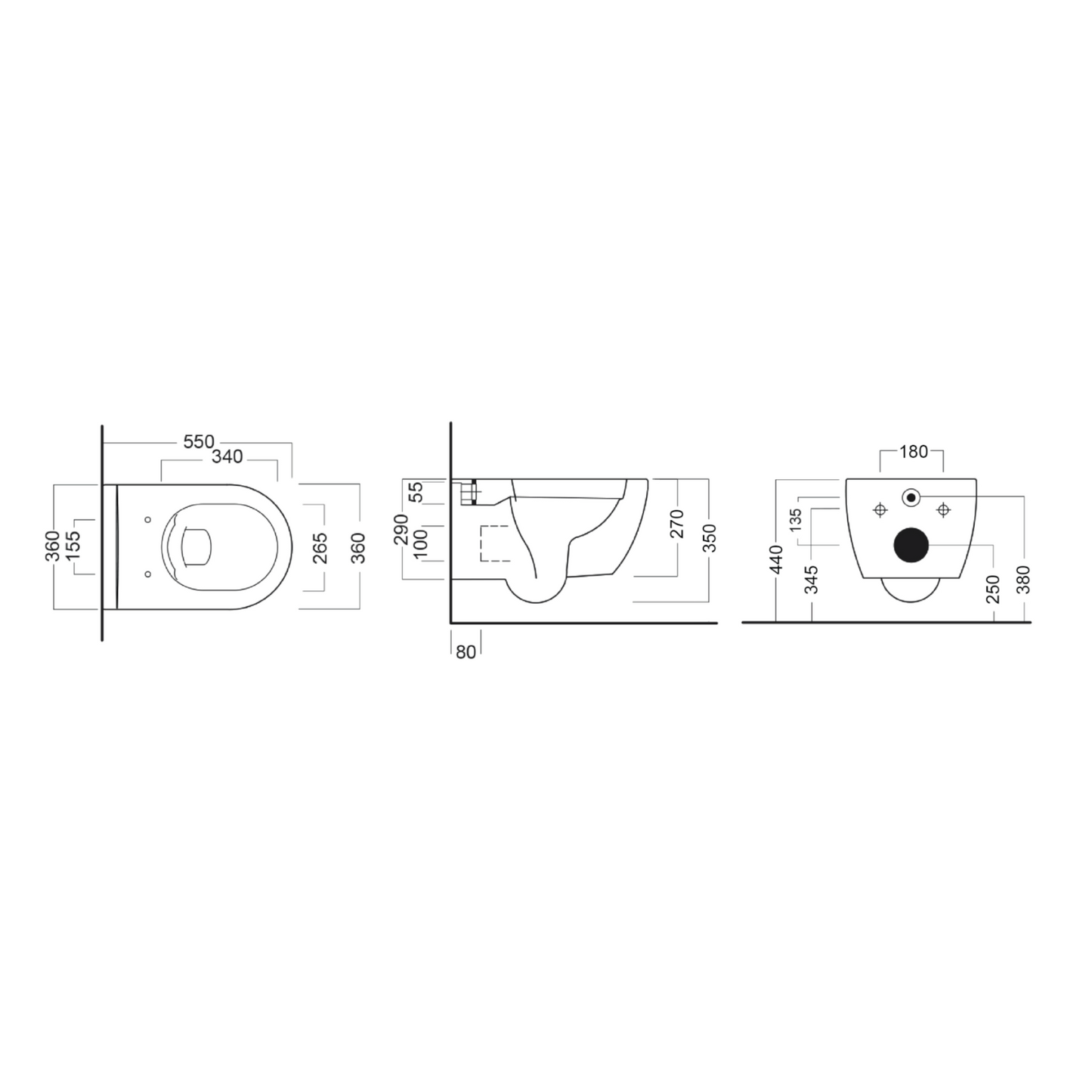 Sanitari Sospesi Bagno LINPHA Rimless WC Bidet Sedile Soft Close Bianco Nero D.X