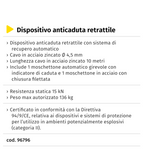 Dispositivo Anticaduta Retrattile Cavo Acciaio 10m Sekurblok EN360 136kg VBS