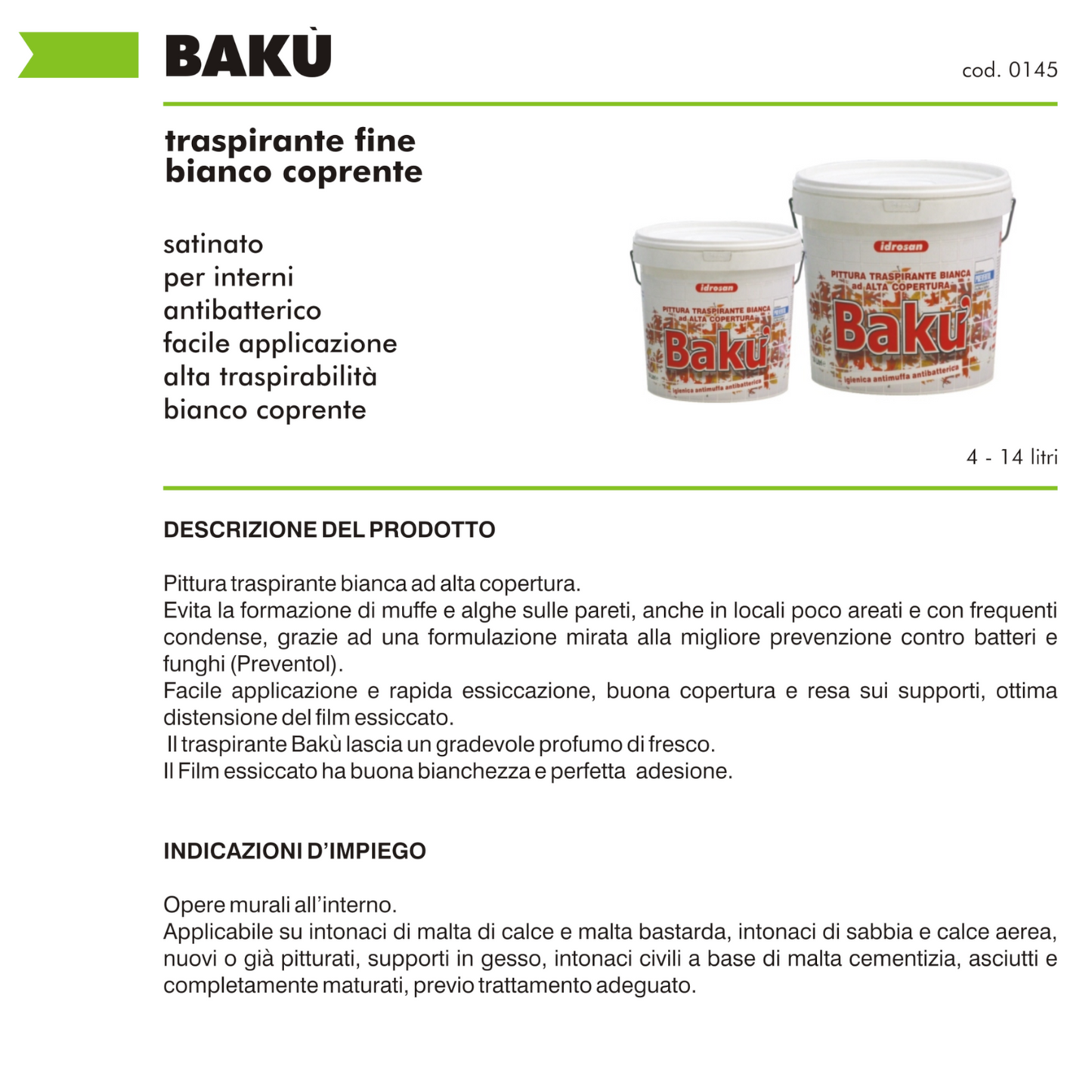 Pittura Murale Bianca Antimuffa Condensa Traspirante Alta Copertura Interni I.D