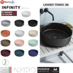 Lavabo Bagno Da Appoggio Rotondo NYMO Ø36cm Ceramica Moderno Ultra Sottile D.X