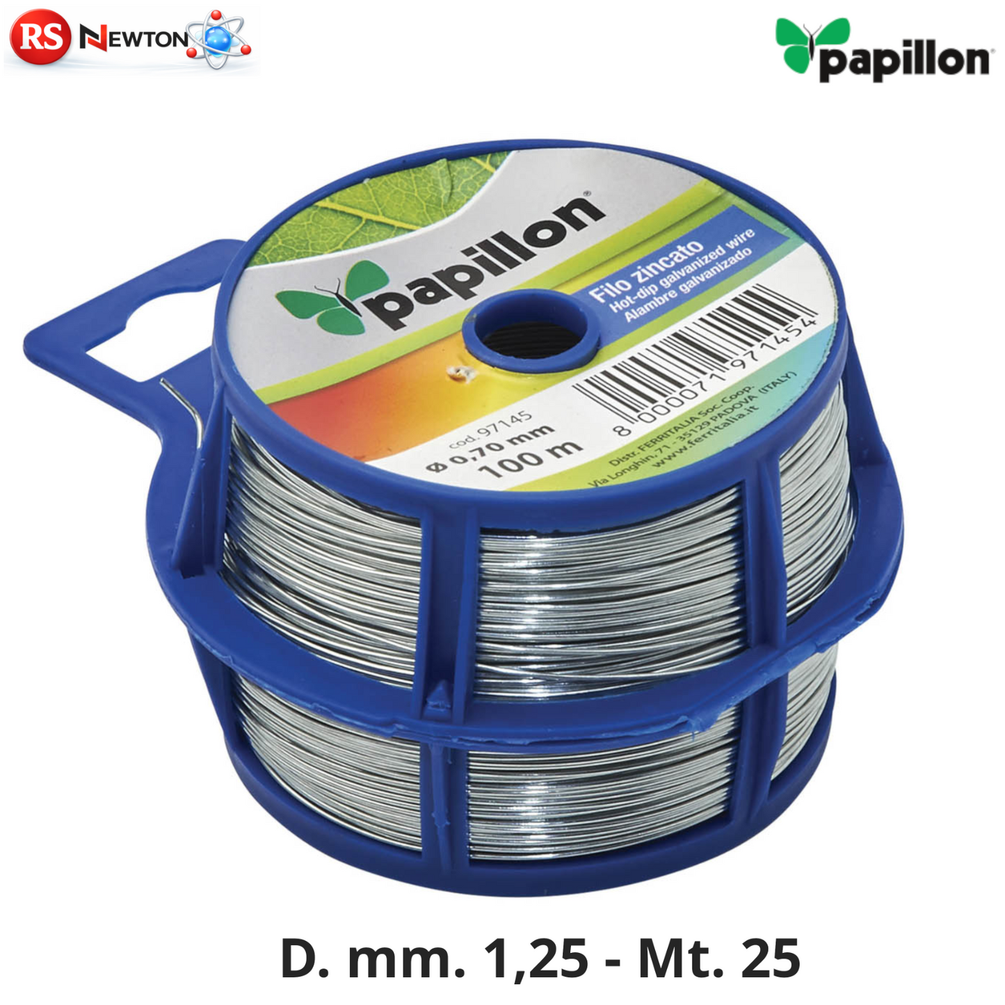 Filo Zincato 1,25 mm Bobina 25 M Legatura Giardinaggio Recinzioni Filo Ferro VBS