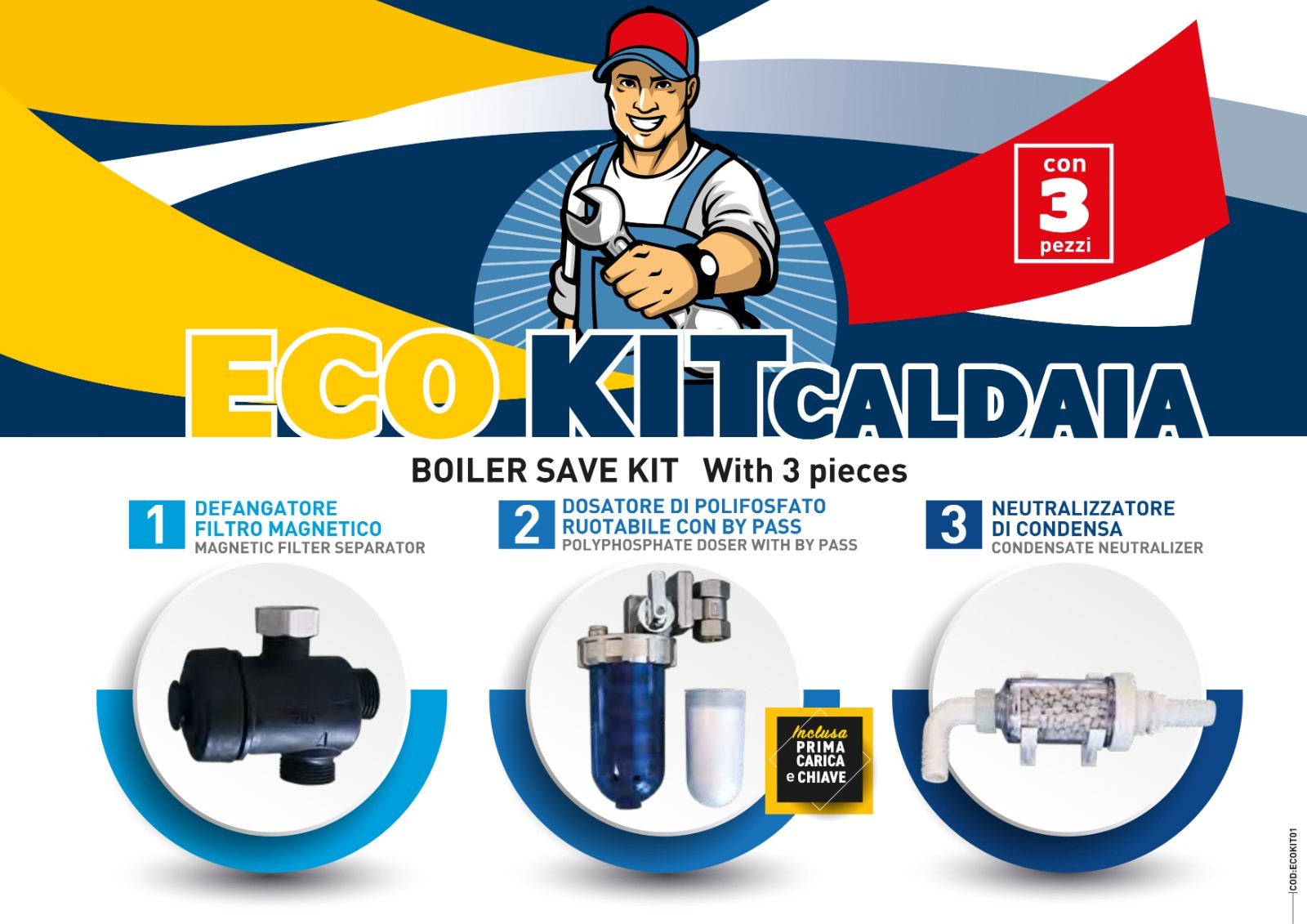 Kit Salvacaldaia Completo ECO Defangatore Magnetico Dosatore Neutralizzatore D.X