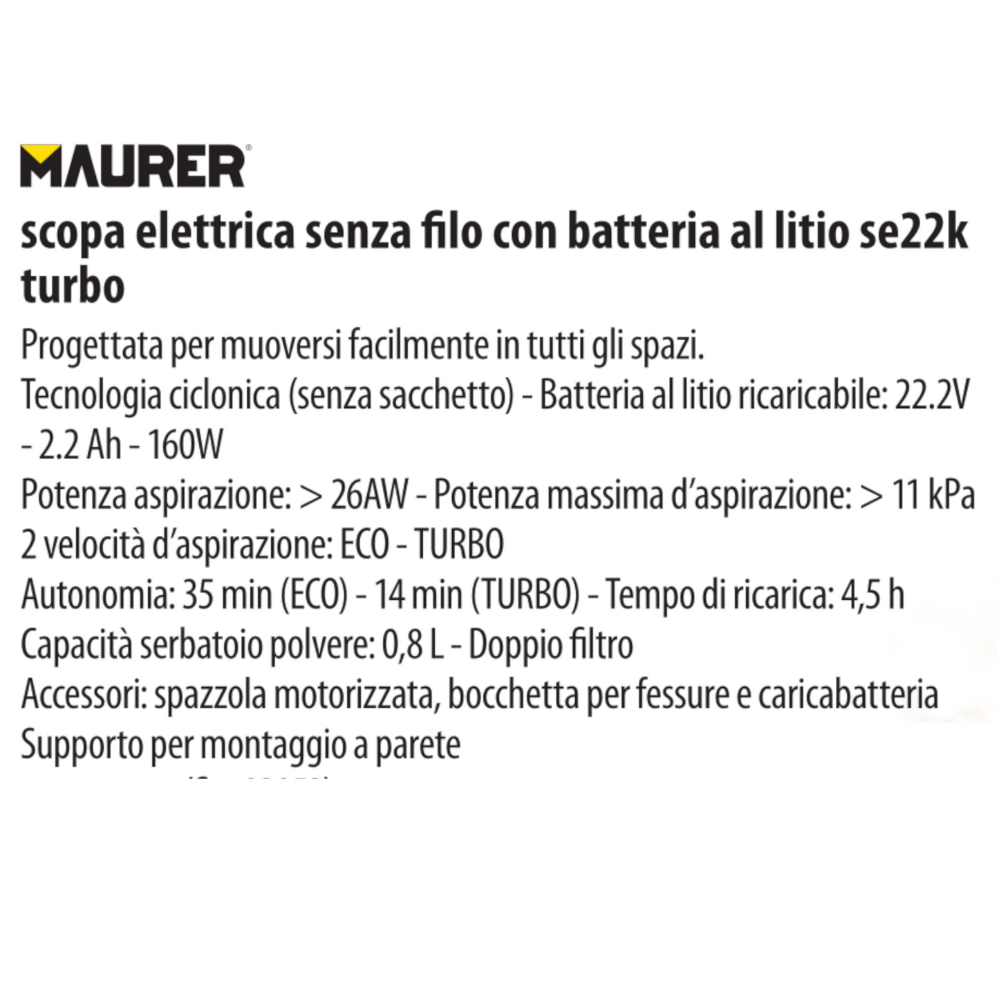 Scopa Elettrica Senza Fili 2in1 Ciclonica Turbo Batteria Litio ASPIRAPOLVERE VBS