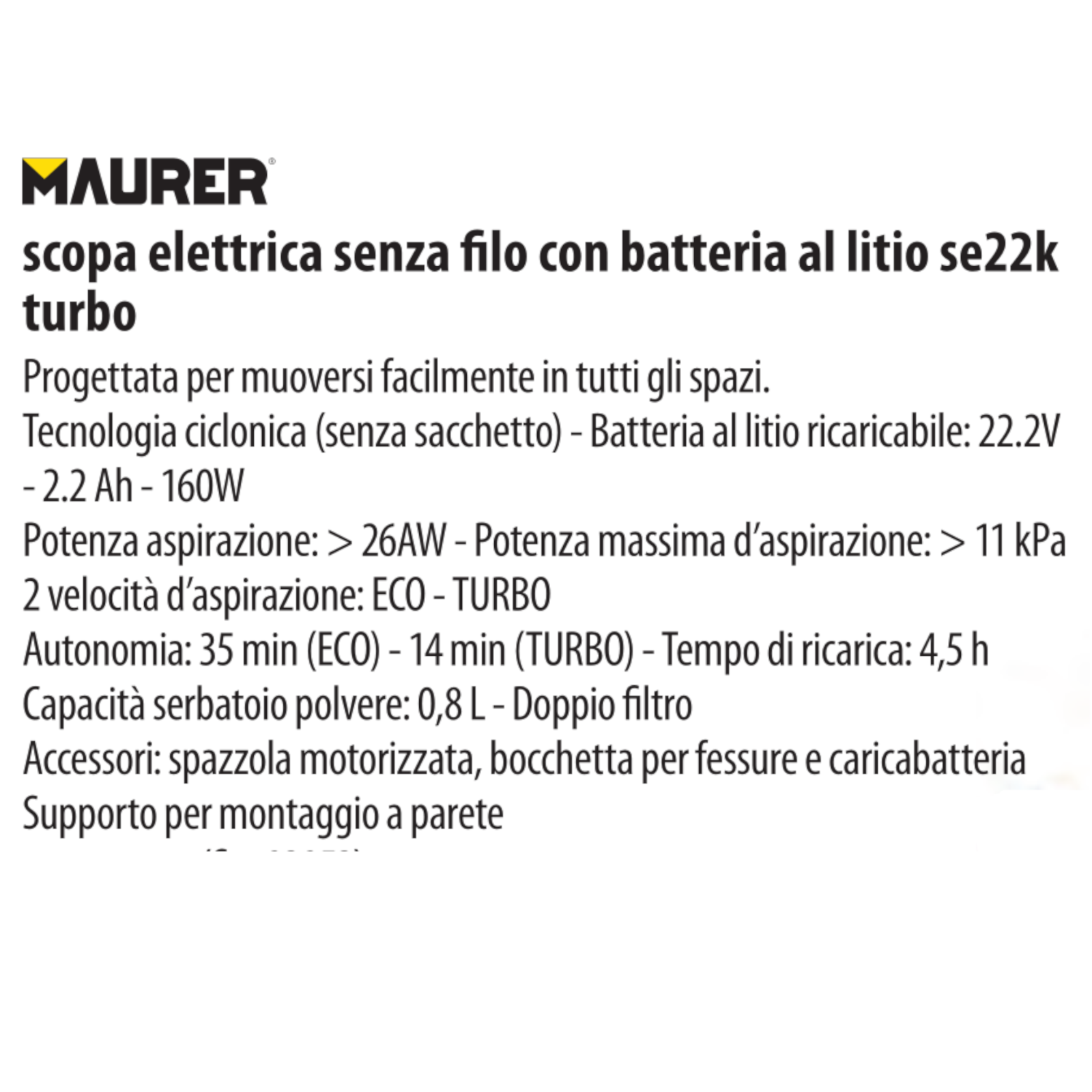 Scopa Elettrica Senza Fili 2in1 Ciclonica Turbo Batteria Litio ASPIRAPOLVERE VBS