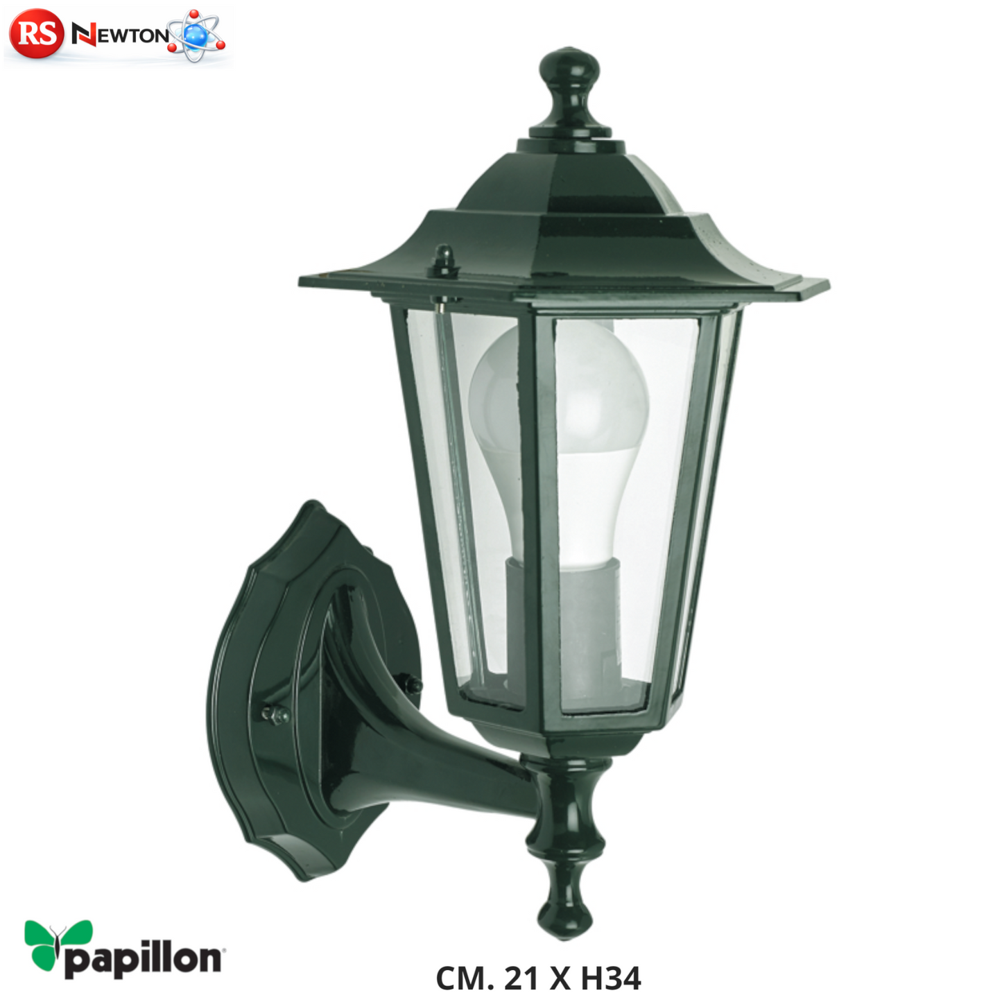 Lanterna Esterno Alta Nero Verde Vintage Lampada Alluminio Giardino Parete VBS