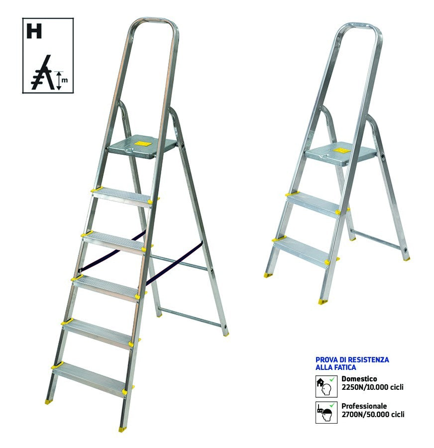 Scala Alluminio Professionale EN131 Piattaforma Antiscivolo 3 4 5 6 7 8 Gr. VBS