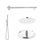 Kit Soffione Doccia Completo TONDO Acciaio Inox AISI 304 Ottone Cromato D.X