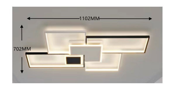 Plafoniera LED Moderna 186W Dimmerabile Telecomando Lampadario Bianco Nero V.L