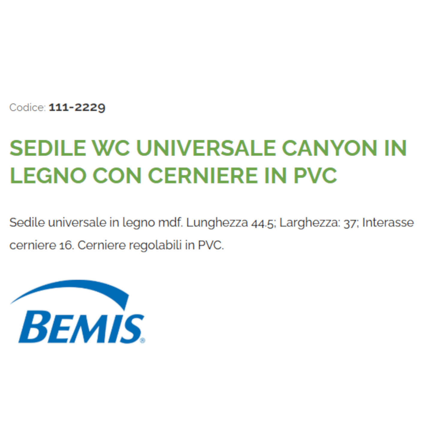 Sedile Wc Universale Legno MDF Cerniere PVC Regolabili Copriwater Bianco D.X