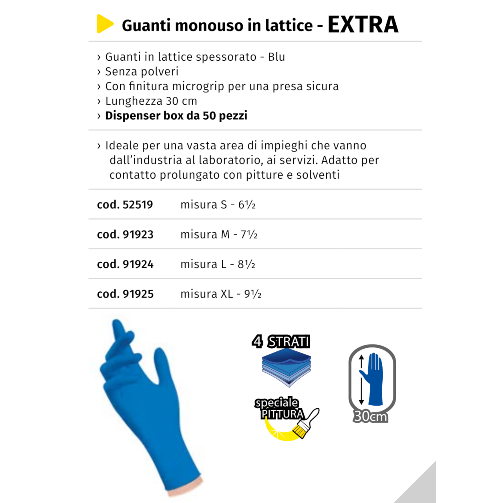 Guanti Lattice Alto Spessore Lavoro Pittura Extra Resistenti Microgrip 50Pz VBS