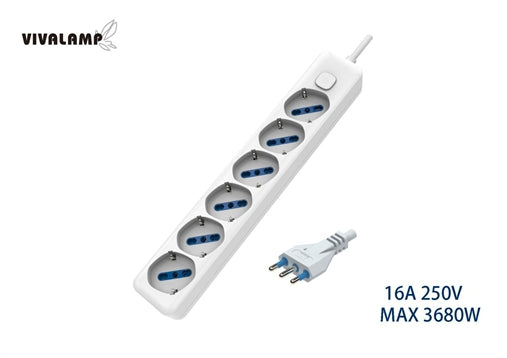 MULTIPRESA CIABATTA 6 POSTI  SCHUKO 10/16A Max3680W