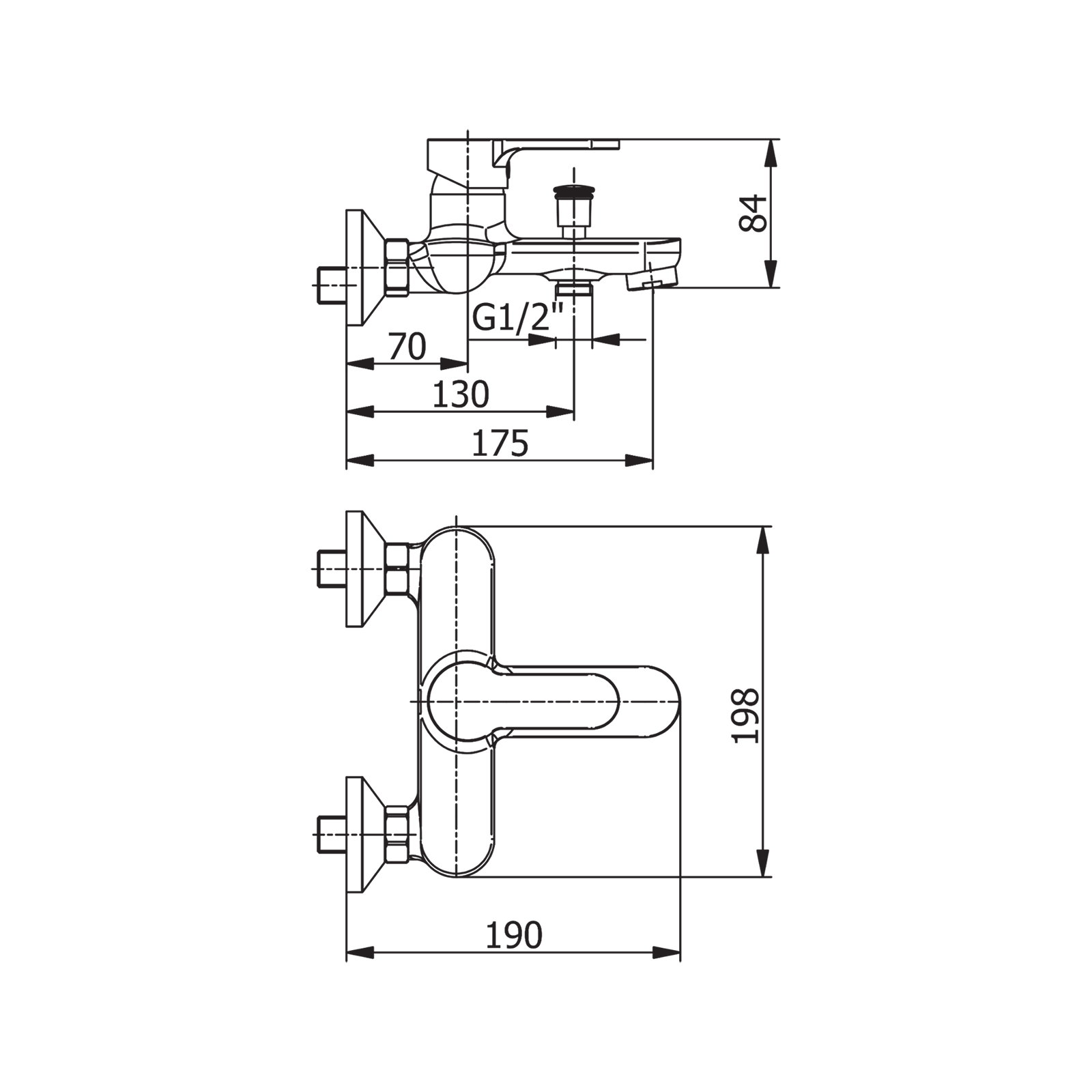 Monocomando esterno vasca PRIUS  con deviatore automatico e kit doccia FROMAC