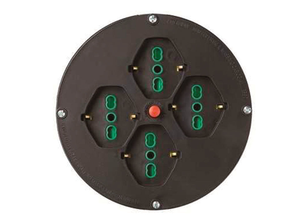 DISCO 4 PRESE 2 POLI + TERRA 16A PER AVVOLGICAVO MM.145 BIPASSO SCHUKO