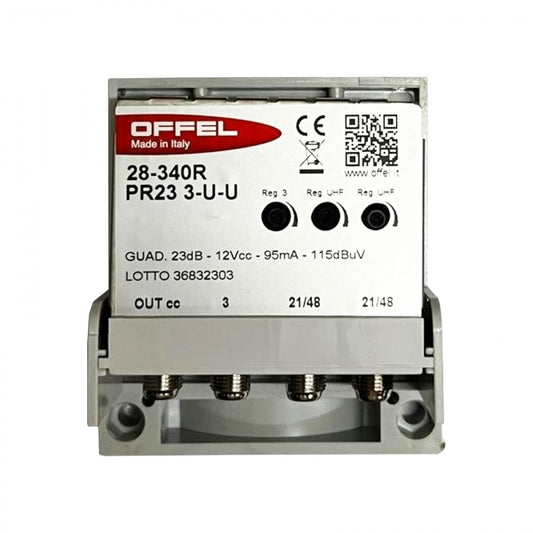 Centralino Esterno 23 dB 3 Ingressi Con Alimentatore Da Interno 2 Uscite 360 mAh OFFEL