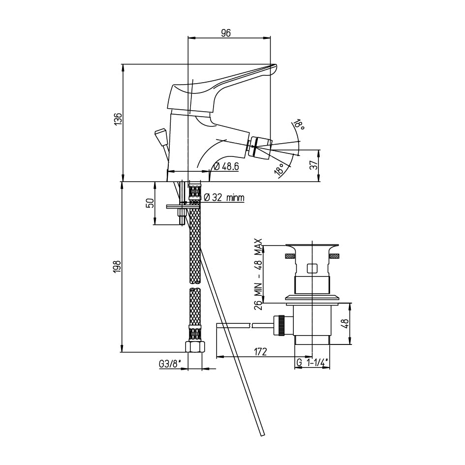MISCELATORE MONOCOMANDO BIDET LINEA DERBY