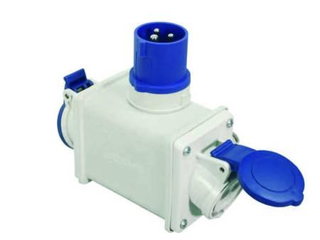 ADATTATORE INDUSTRIALE 220V CON SPINA CEE 309 IP44 E 2 PRESE 2P+T FANTON
