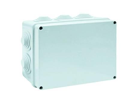 CASSETTA STAGNA RETTANGOLARE CON COPERCHIO E 10 PASSACAVI IP65- mm.190x140x70h.