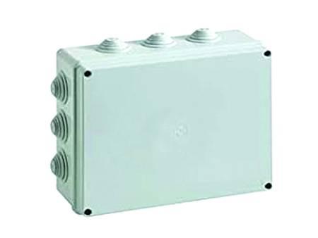 CASSETTA STAGNA RETTANGOLARE CON COPERCHIO E 12 PASSACAVI IP65- mm.240x190x90h.