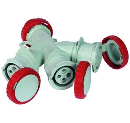 ADATTATORE INDUSTRIALE 380V CON SPINA E 3 PRESE CEE 309 IP67 FANTON