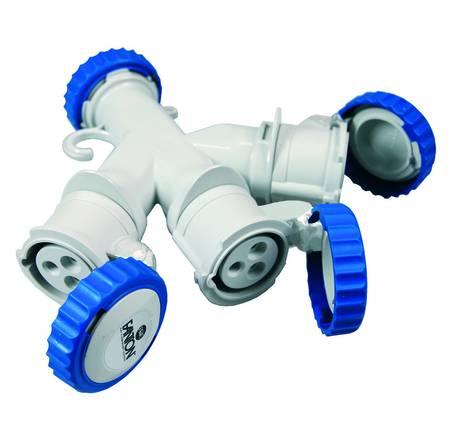 ADATTATORE INDUSTRIALE 220V CON SPINA E 3 PRESE CEE 309 IP67 FANTON