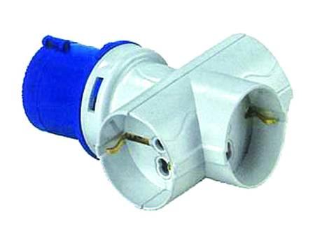 ADATTATORE INDUSTRIALE C/SPINA CEE E TRE PRESE SCHUKO 10/16A BIP IP20 ROSI