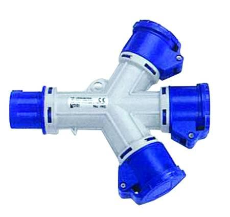ADATTATORE INDUSTRIALE CON SPINA CEE E TRE PRESE CEE IP44 ROSI