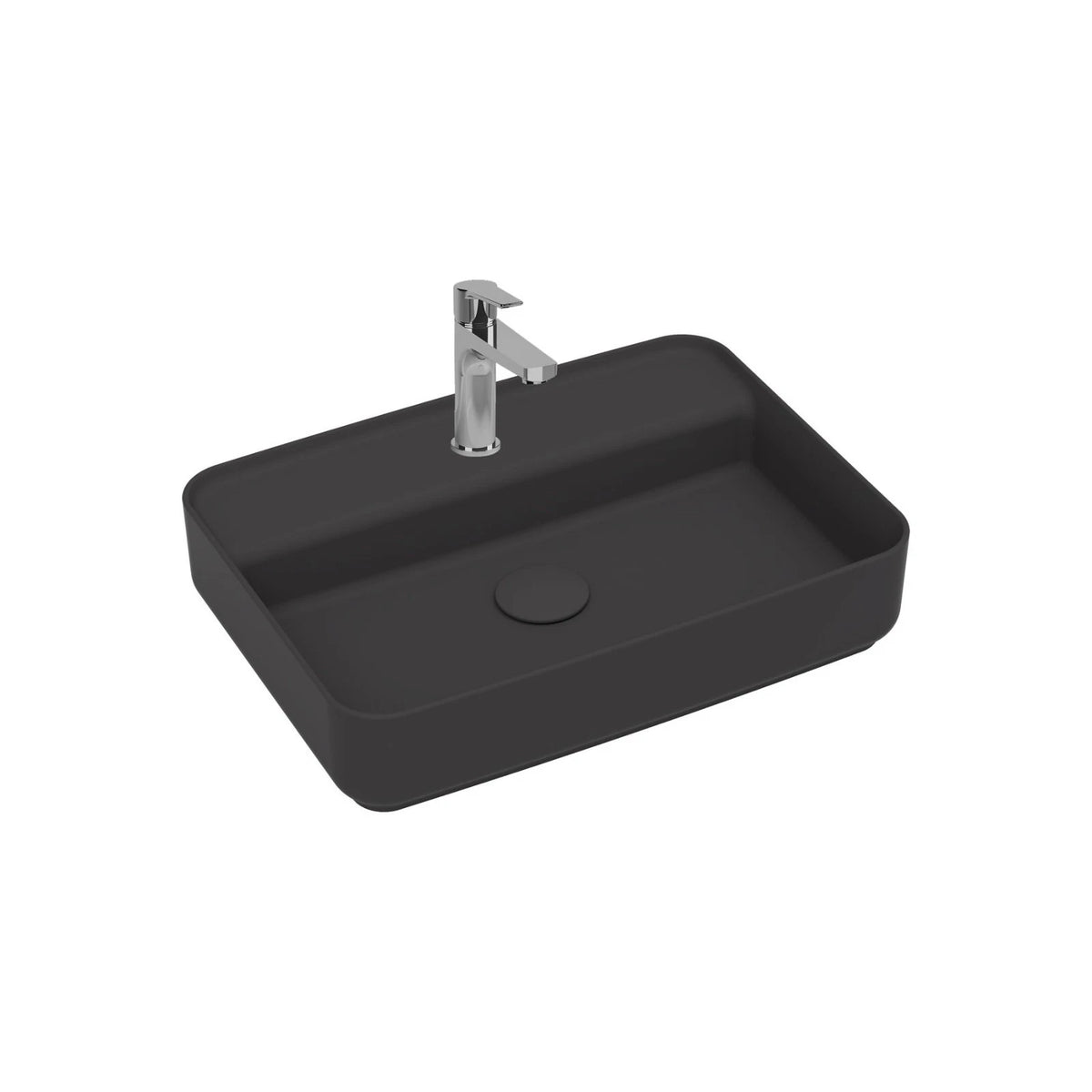 Lavabo d'Appoggio Rettangolare Ceramica NYMO 55x40 cm Foro Rubinetto Bagno D.X