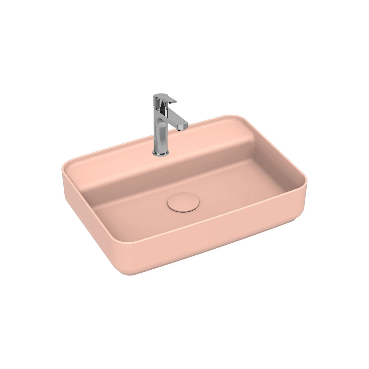 Lavabo d'Appoggio Rettangolare Ceramica NYMO 55x40 cm Foro Rubinetto Bagno D.X