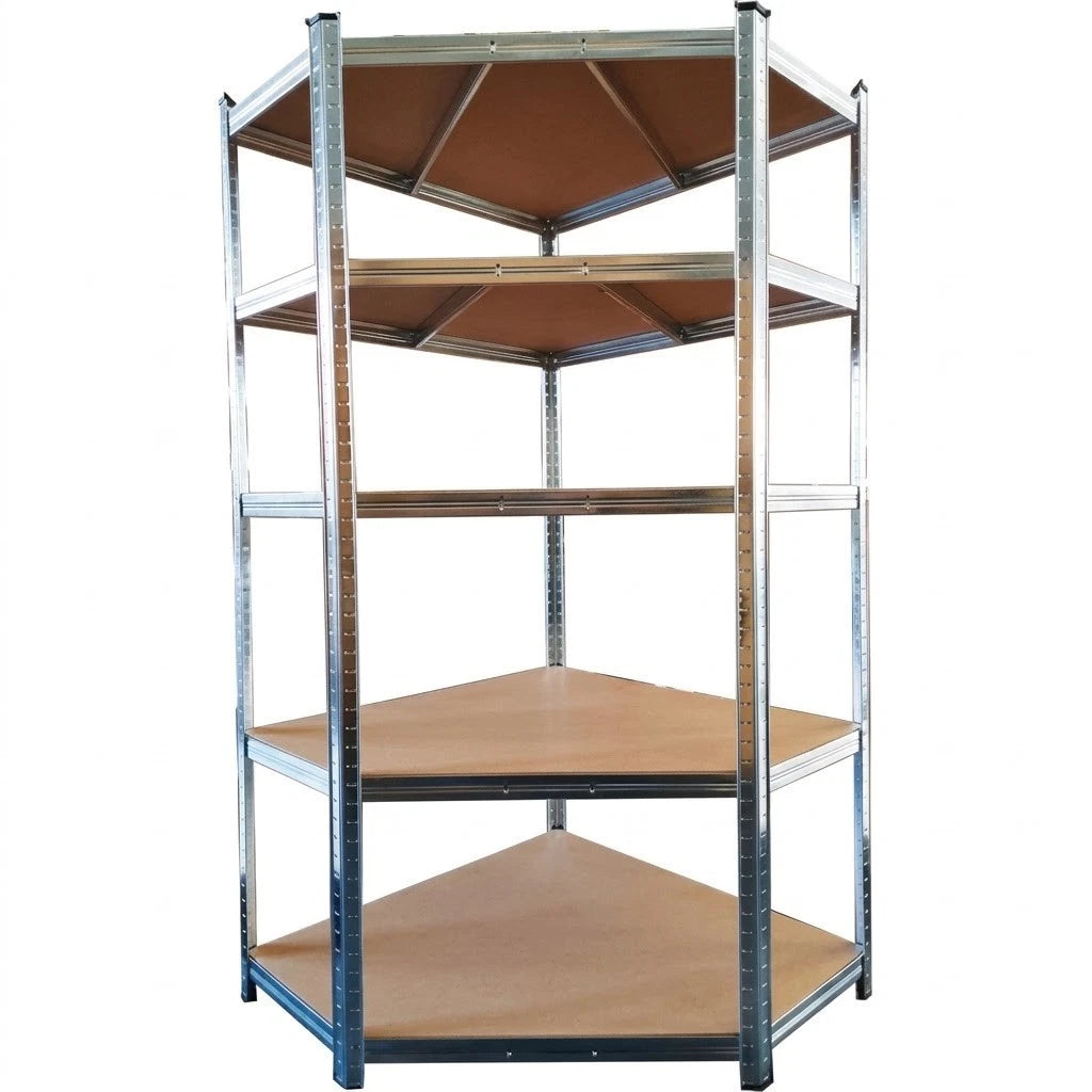 Scaffale Angolare Garage Workit Zincato 5 Ripiani MDF 90x90x180 cm 875 kg V.X