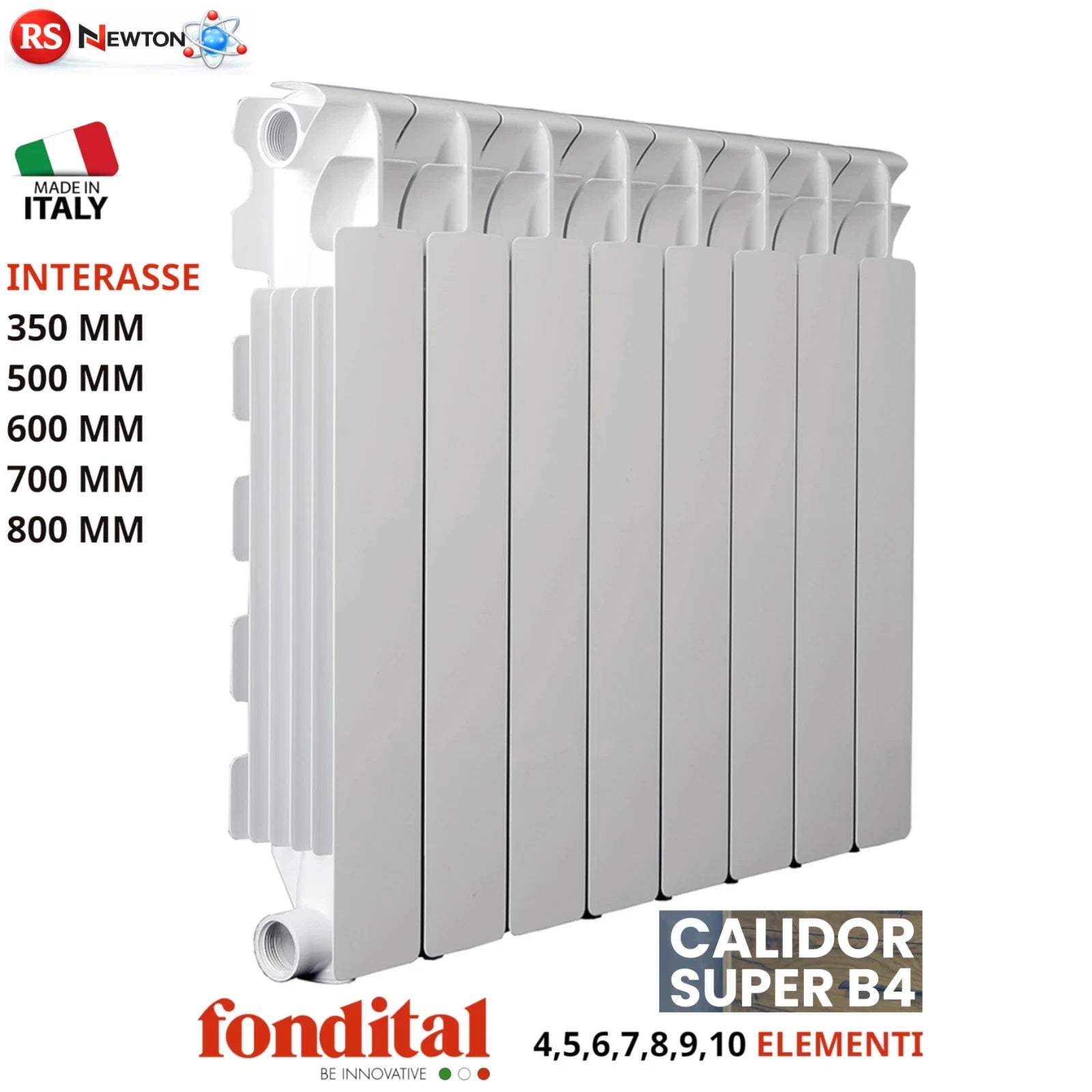 Radiatore Alluminio FONDITAL Termosifone 3-10 Elementi Interasse 350-800 mm D.X