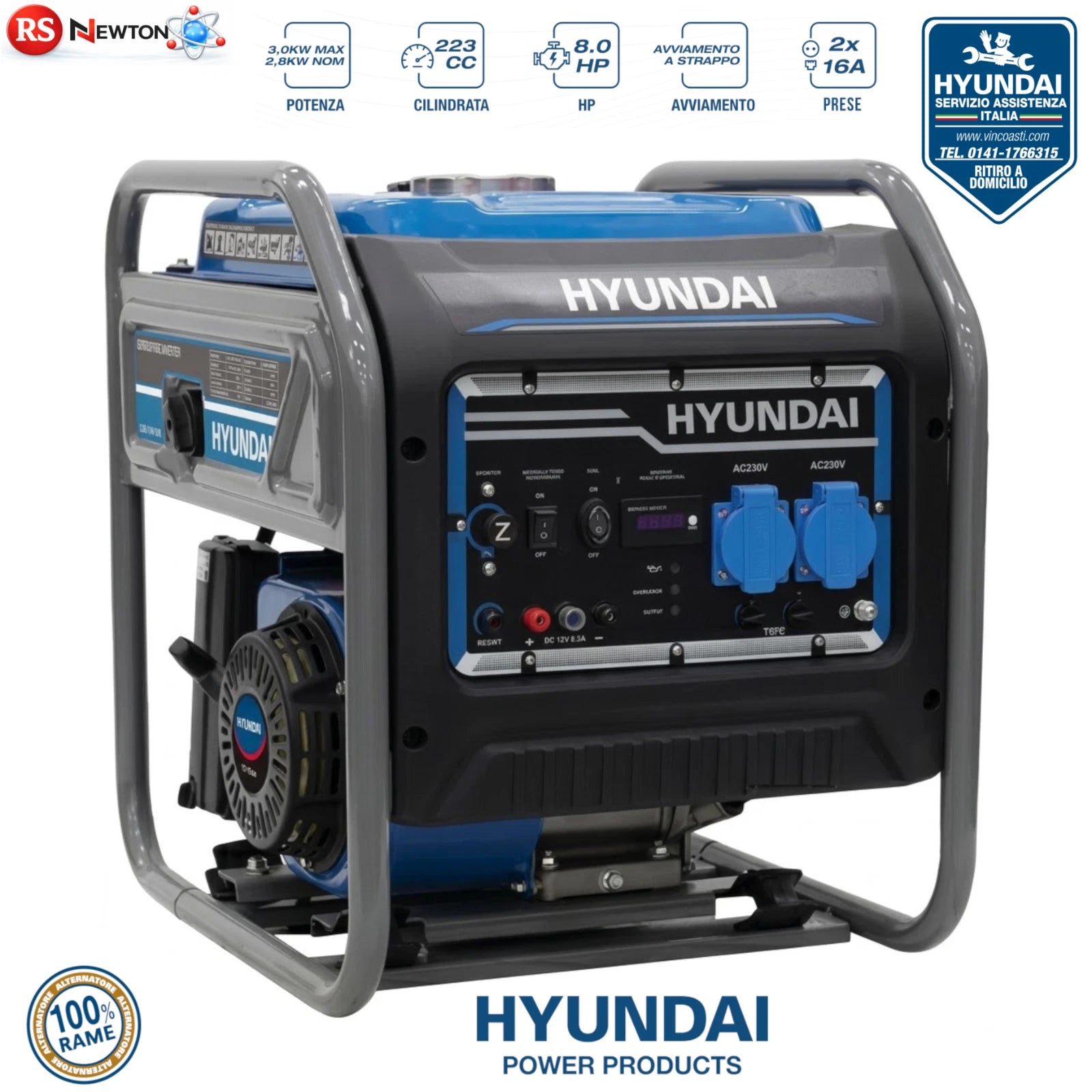 Generatore Inverter Hyundai 65340 NEXT 3000W Benzina 230V Onda Sinusoidale V.X