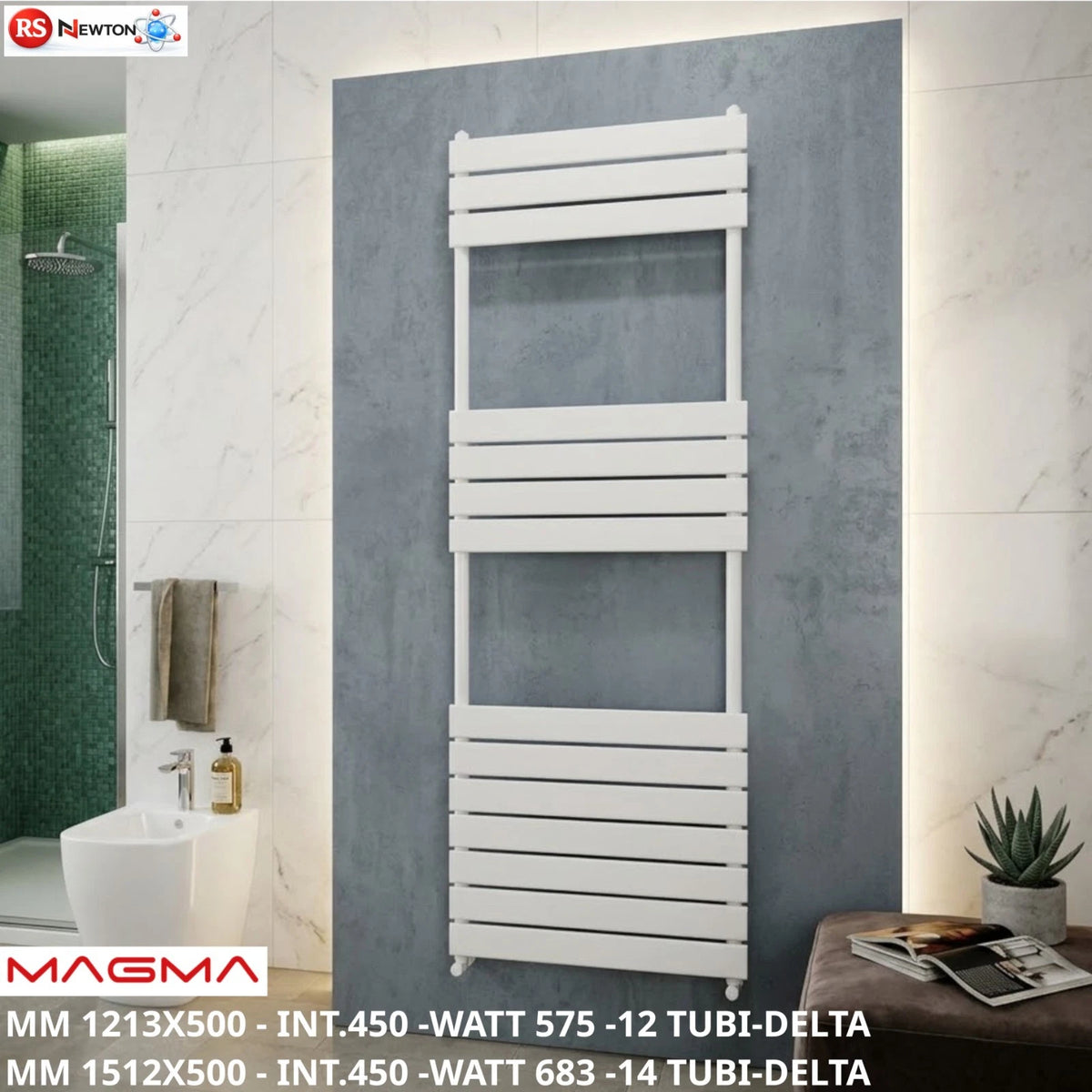 Termoarredo Bianco RAL 9016 Scaldasalviett<wbr/>e 121x50 151x50 Acciaio 575W 683W H.S
