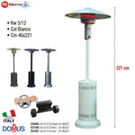 Stufa a Gas GPL a Fungo DOMUS 12kW con Ruote Bianca Nera Inox Esterno Intern V.X