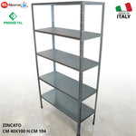 Scaffale Zincato Prometal 5 Ripiani a Incastro 194x100x40cm Portata 400 kg V.X