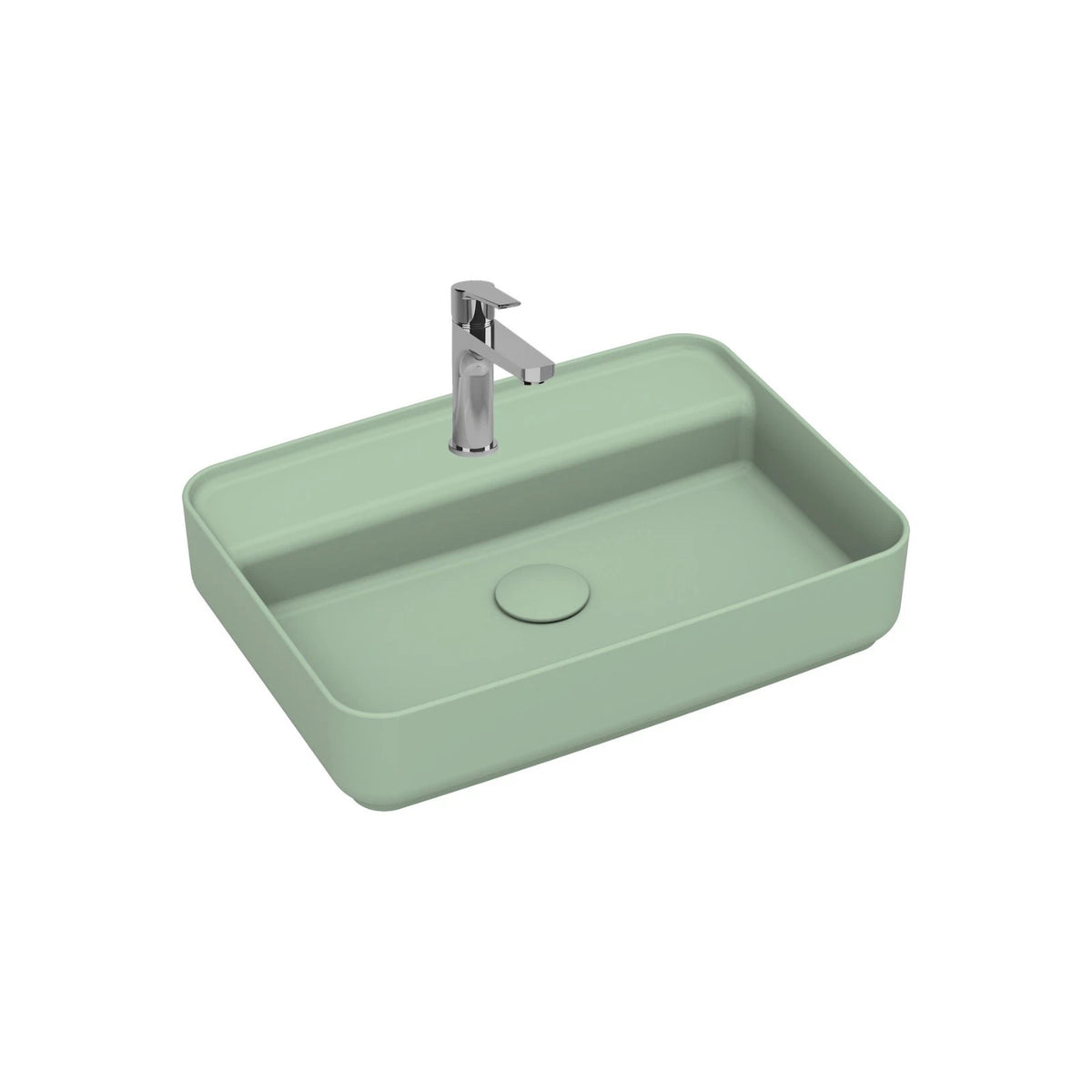 Lavabo d'Appoggio Rettangolare Ceramica NYMO 55x40 cm Foro Rubinetto Bagno D.X
