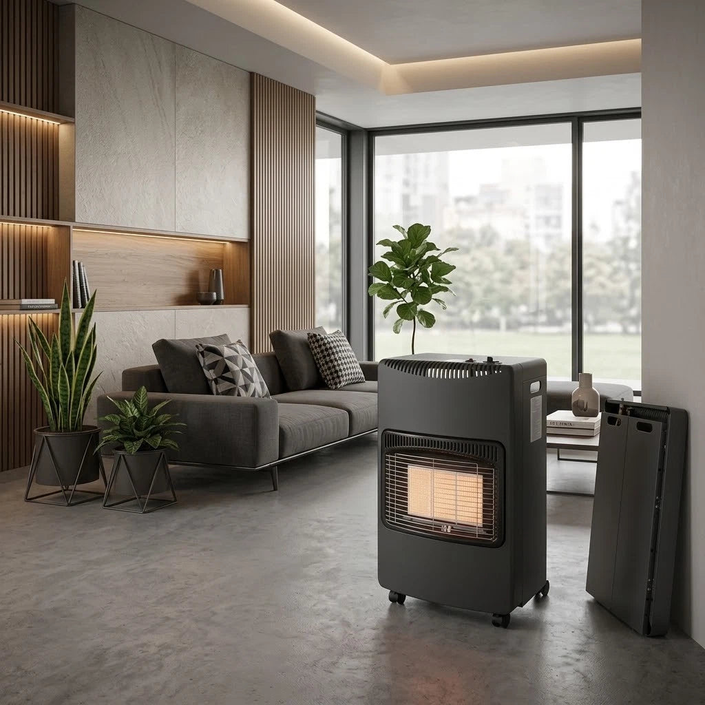 Stufa GPL Infrarossi Kira Kompact 4200W Nera con Ruote ODS Richiudibile V.X