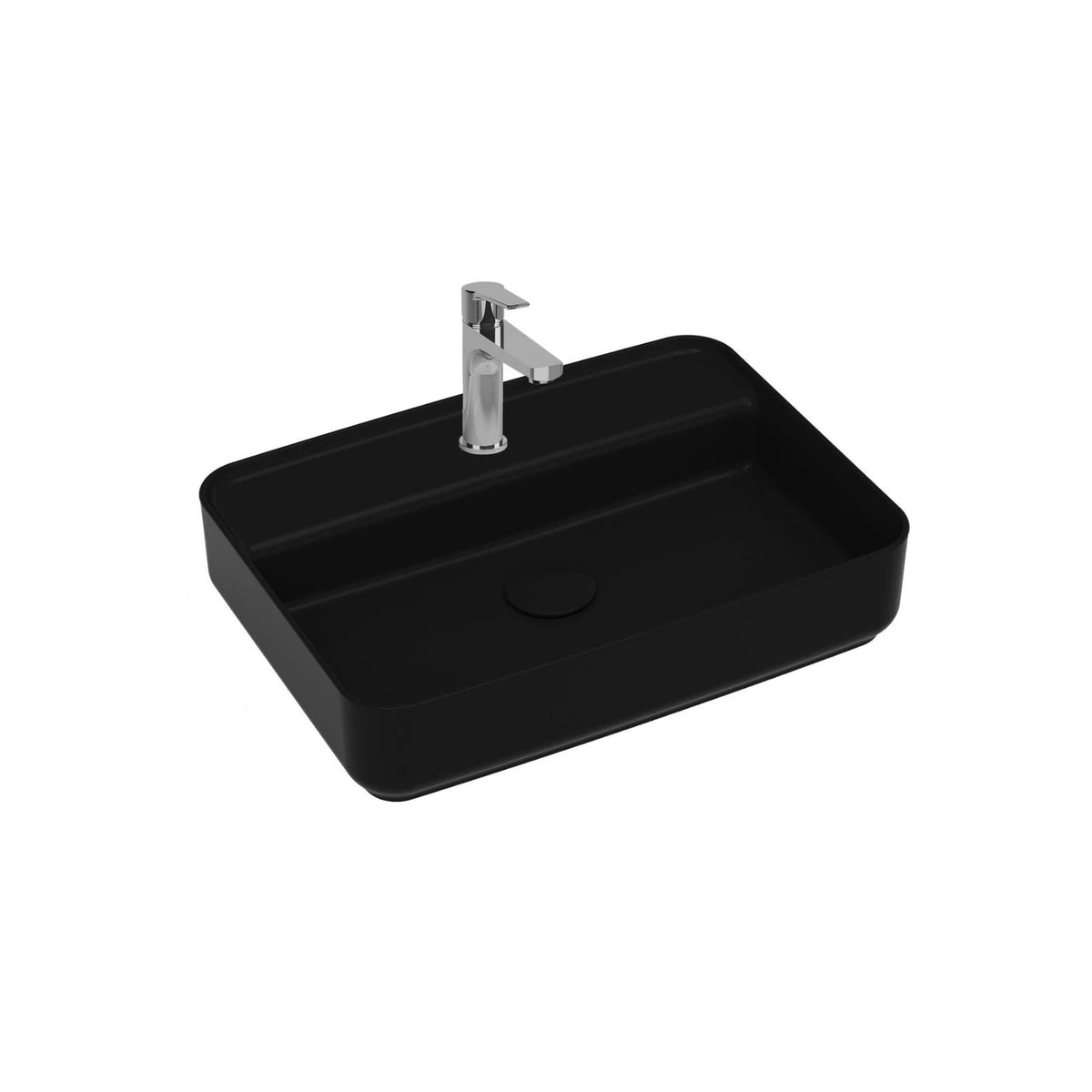 Lavabo d'Appoggio Rettangolare Ceramica NYMO 55x40 cm Foro Rubinetto Bagno D.X