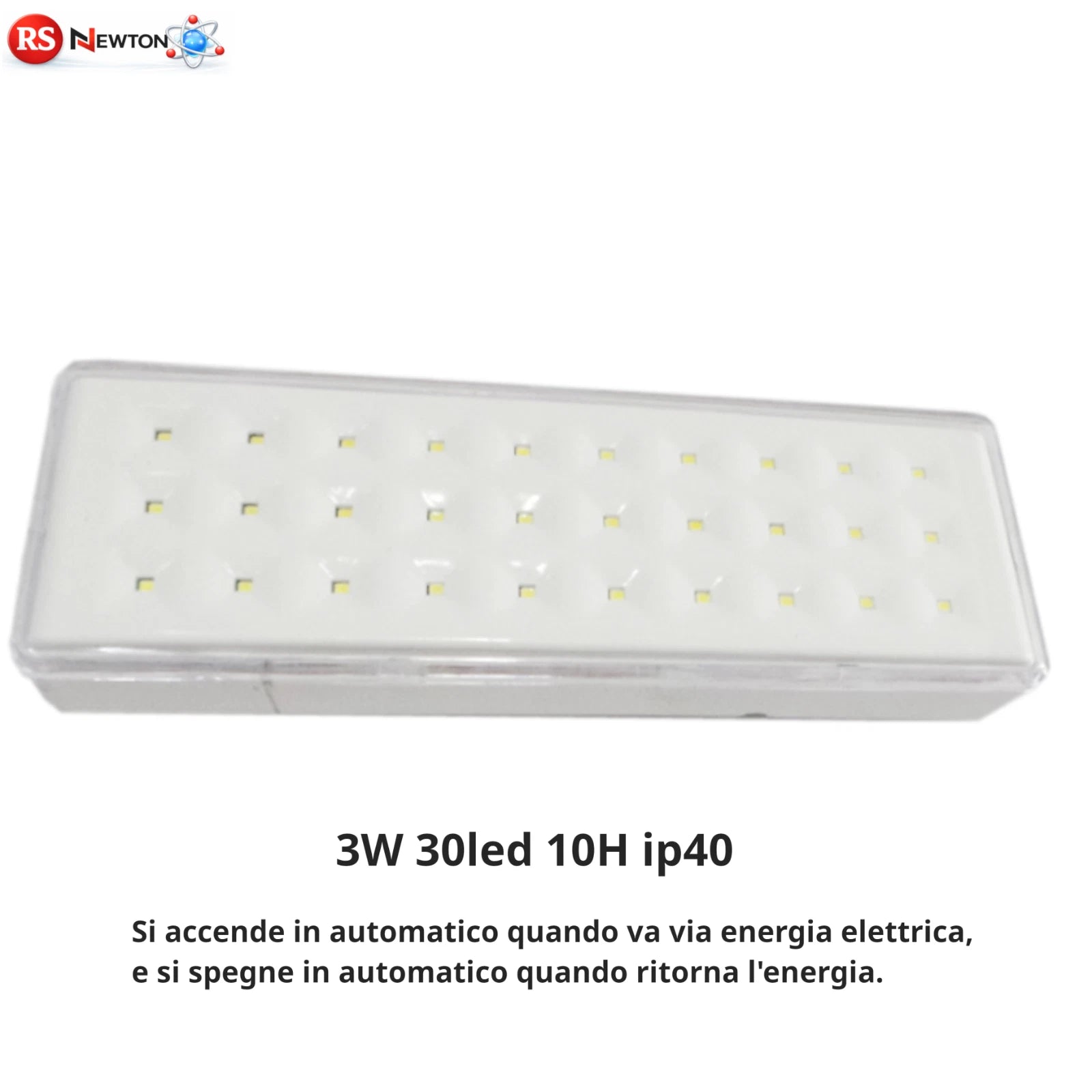 Lampada Luce Emergenza LED 3W 30 LED 300 lm 6400K Plafoniera Autonomatica 0H V.L