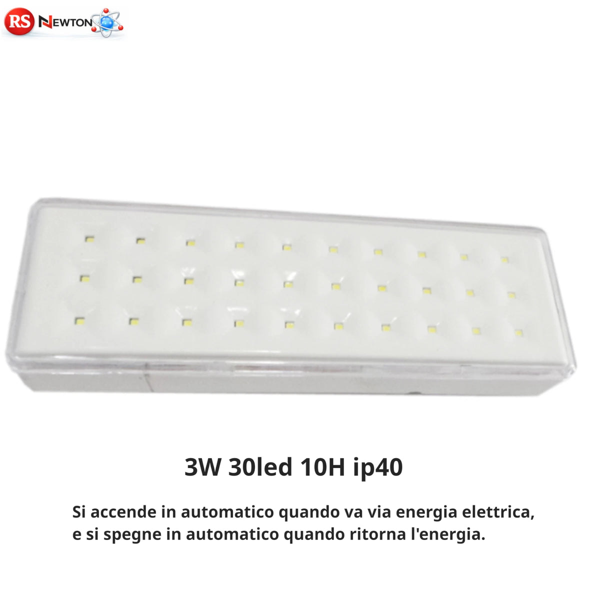 Lampada Luce Emergenza LED 3W 30 LED 300 lm 6400K Plafoniera Autonomatica 0H V.L